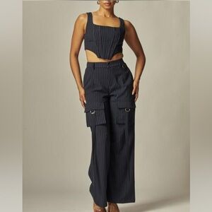 Navy Pinstripe 2 Piece Set ( Boutique)
